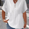 Plus Size Notched Short Sleeve Textured Top
