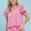 Umgee Embroidered Scallop Top