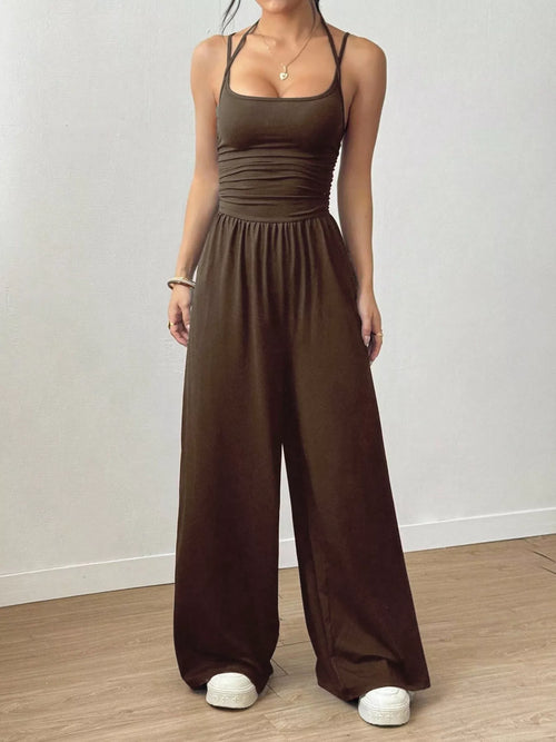 Sleeveless Wide Leg Casual Jumpsuit