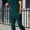 Men's Full Size Lace-Up Front Top and Pants Casual Set Plus Size