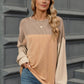 Double Take Contrast Round Neck Long Sleeve T-Shirt