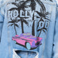 American Bazi Graphic Distressed Long Sleeve Denim Jacket