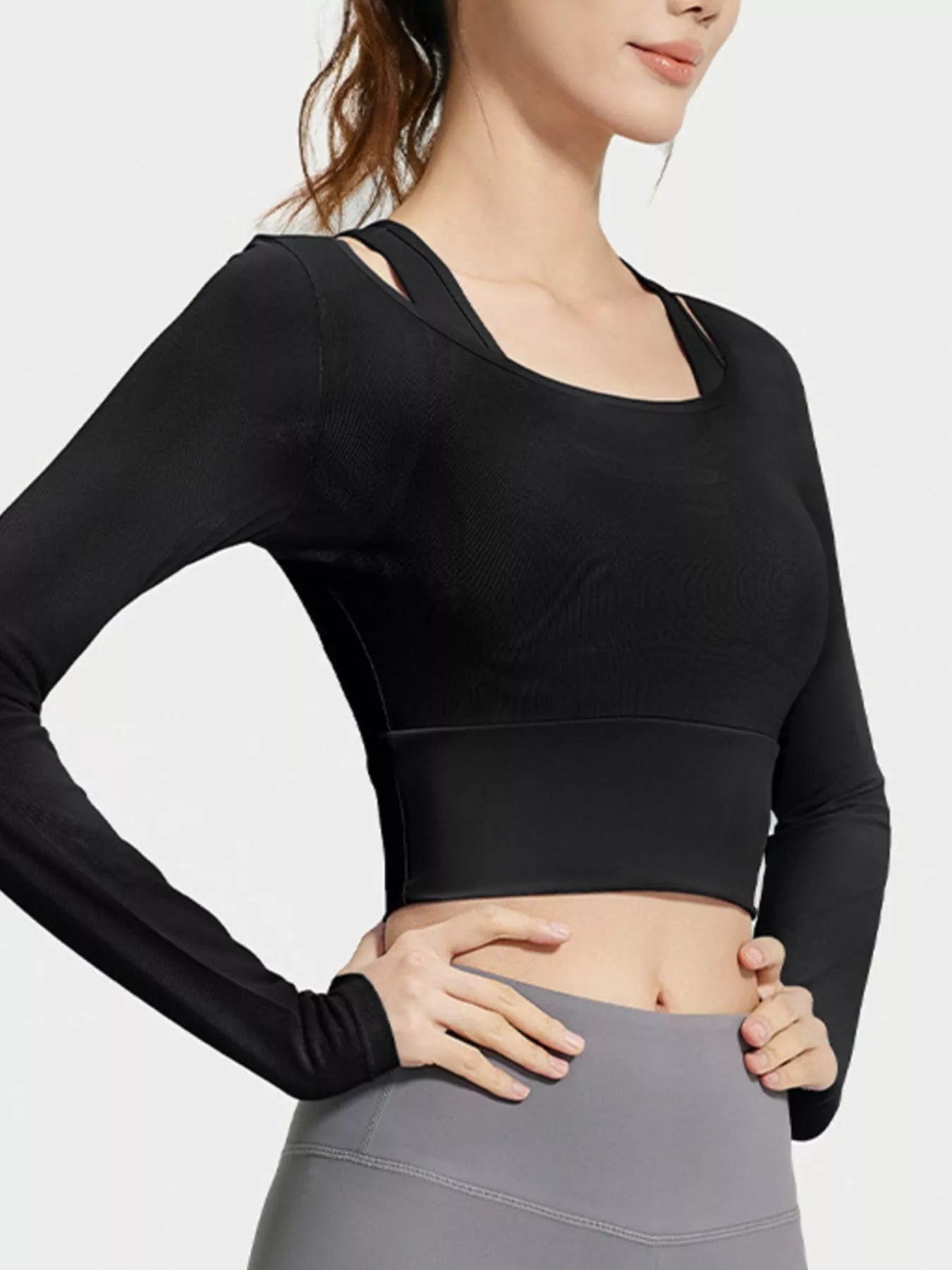 The Greta Long Sleeve Crop Top with Built-In Bra