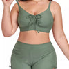 Plus Size Ruched Drawstring Swim Set