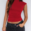 Ruched Mock Neck Sleeveless Tank Top