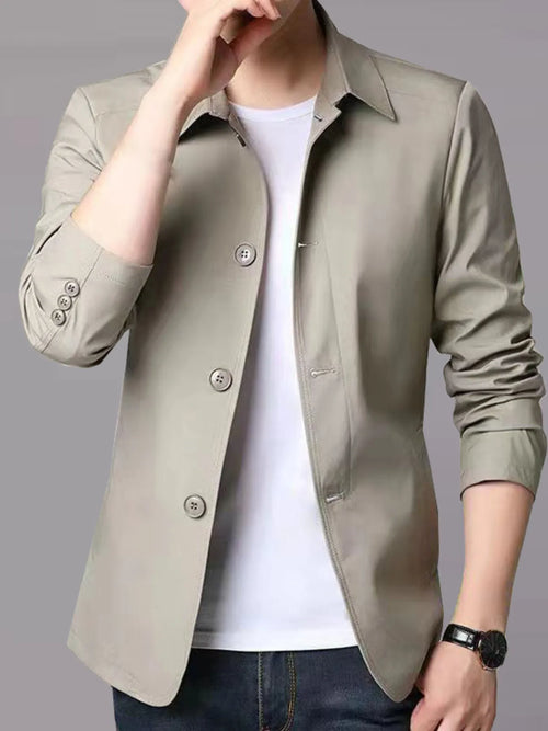 Men's Plus Size Button Up Long Sleeve Jacket