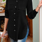 Full Size Side Slit Collared Neck Long Sleeve Shirt