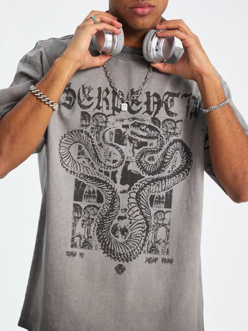 Men's SERPENT Graphic Round Neck T-Shirt