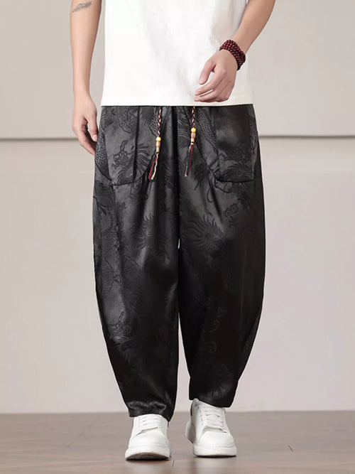 Men's Plus Size Dragon Pattern Harem Pants