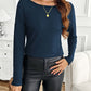 Lace Detail Butterfly Back Round Neck Long Sleeve T-Shirt