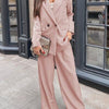 Buttoned Lapel Collar Long Sleeve Blazer and Pants Set