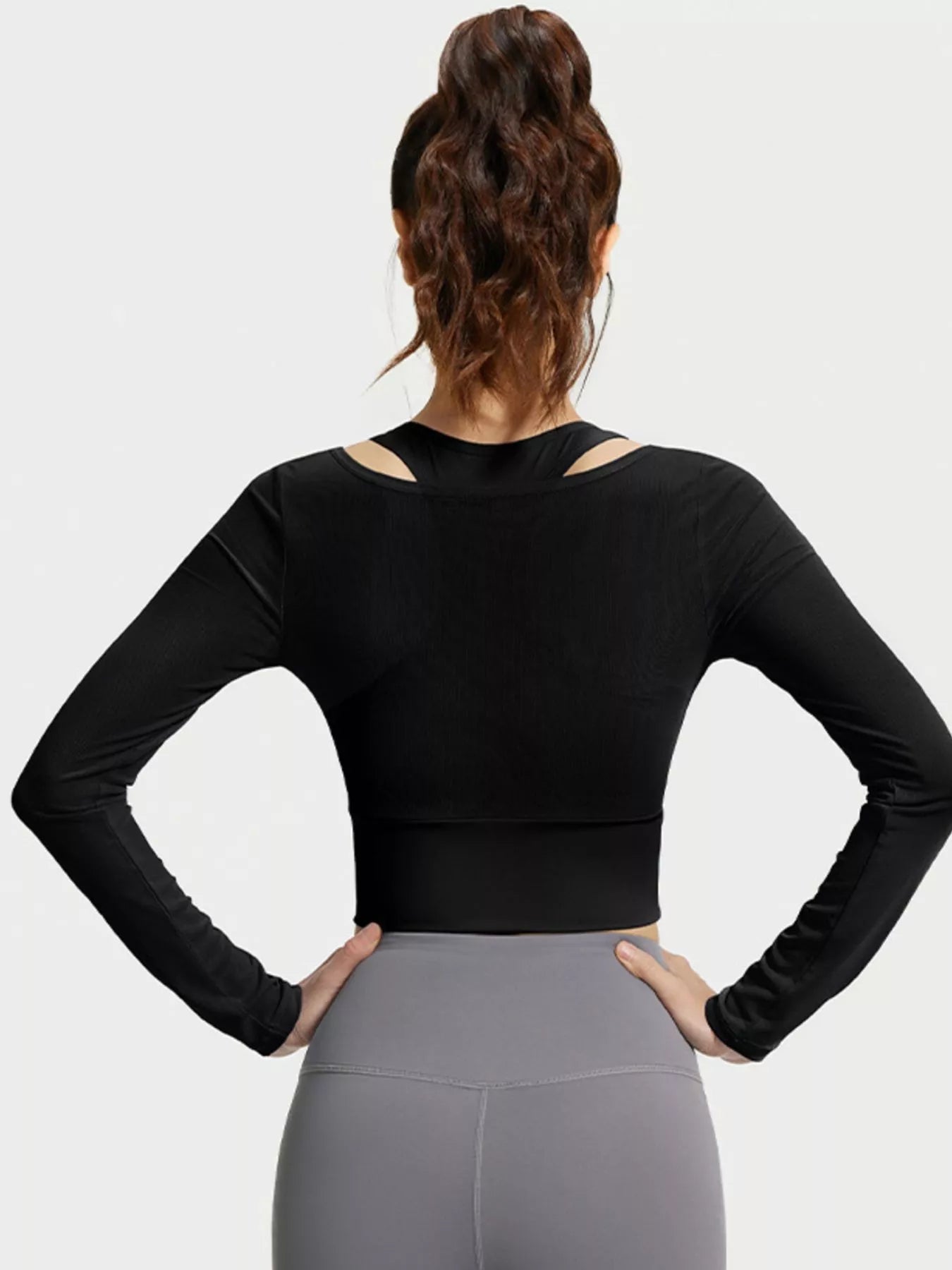 The Greta Long Sleeve Crop Top with Built-In Bra