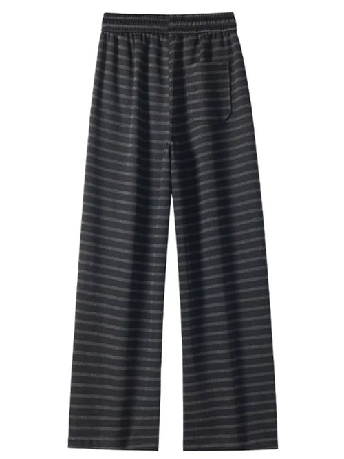 Men's Plus Size Striped Wide Leg Pants with Drawstring