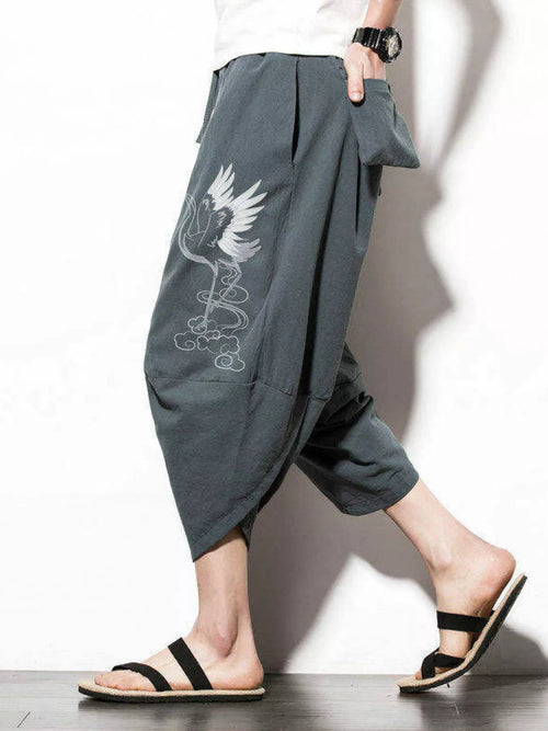 Men's Plus Size Loose Fit Cropped Pants