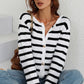 Striped Button Down Long Sleeve Cardigan