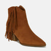 Beast Fashion Suede Fringe Point Toe Ankle Boots