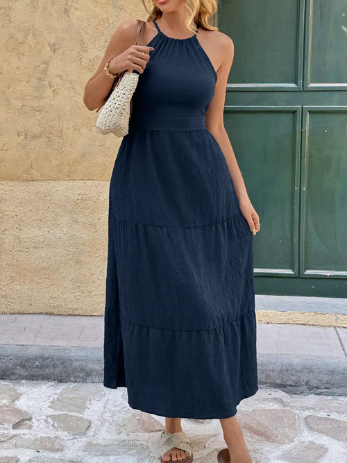 Tie Back Tiered Midi Dress
