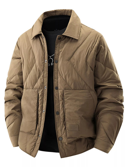 Men's Plus Size Quilted Padded Snap Down Jacket