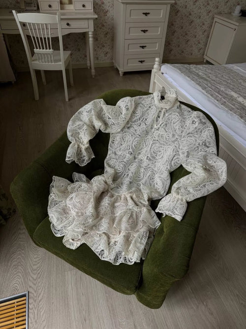 Lace Long Sleeve Top and Skirt Set