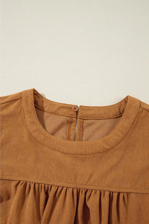 Corduroy Puff Sleeve Mini Dress