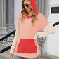 Double Take Contrast Hooded Long Sleeve Top