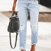 Distressed Wash Ankle Jeans