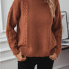 Cable-Knit Mock Neck Long Sleeve Sweater