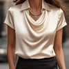 Full Size Satin Cowl Neck Blouse Plus Size
