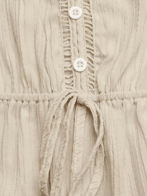 V-Neck Drawstring Waist Wide Leg Jumpsuit