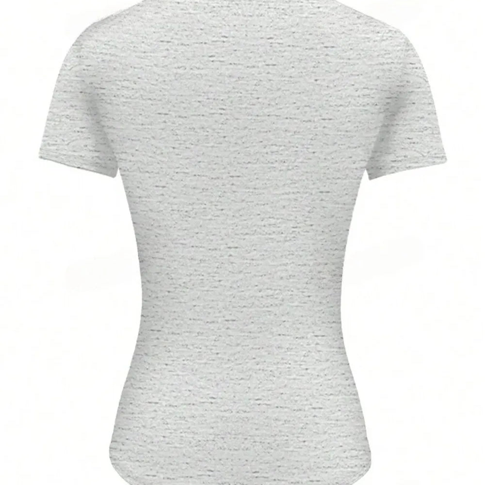 Back view of Round Neck Short Sleeve T-Shirt in light gray, showcasing its soft fabric and fitted design.