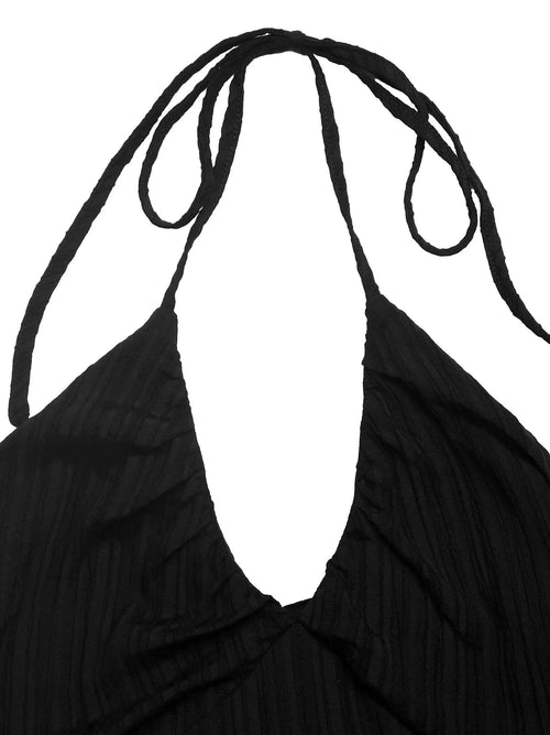 Halter Neck Pleated Maxi Dress