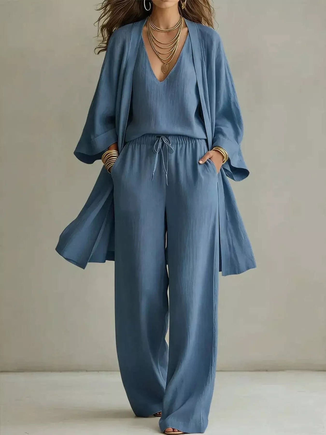 The Marlowe Three-Piece Set – full three-piece look, back view