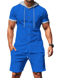 Men's hooded top and matching shorts set