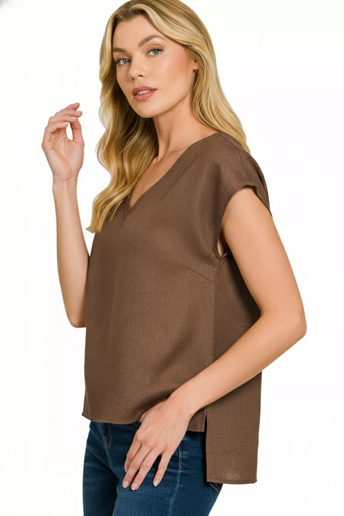 Zenana Linen V-Neck Sleeveless Top