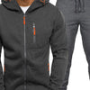 Men's Plus Size Zip Up Hooded Top and Pants Set