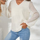 Textured V-Neck Balloon Sleeve Blouse