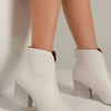 Beast Fashion PU Leather Block Heel Boots with Back Zippers