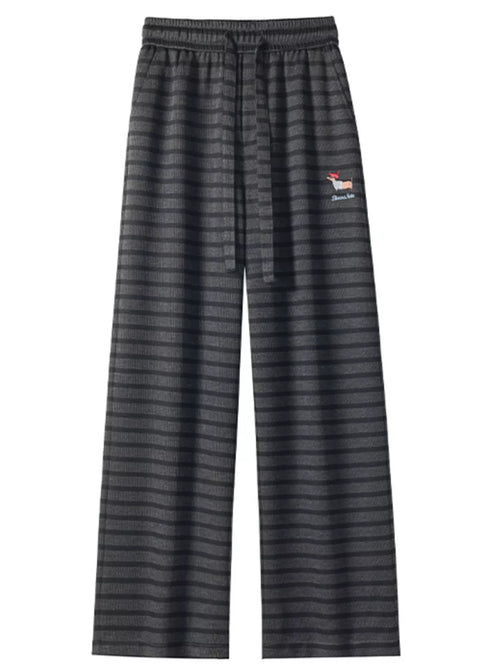 Men's Plus Size Striped Wide Leg Pants with Drawstring