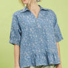 Umgee Paisley Print Chambray Top