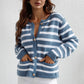 Striped Button Down Long Sleeve Cardigan