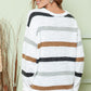 Multicolor Stripes Print Popcorn Drop Shoulder Pullover Sweater