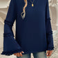 Devine Frill Round Neck Long Sleeve Top