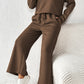 Black Textured Loose Slouchy Long Sleeve Top and Pants Set