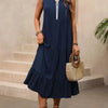 Sleeveless Tiered Ruffle Hem Casual Dress