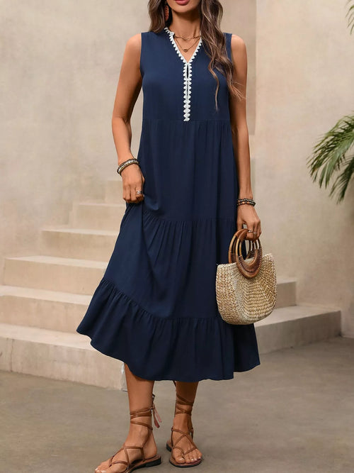 Sleeveless Tiered Ruffle Hem Casual Dress