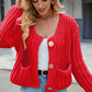 Round Neck Button Up Cardigan with Pockets