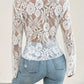 Lace Tied Ruffled V-Neck Long Sleeve Top