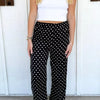 Polka Dot Print Elastic Waist Lace Hem Loose Pants