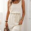 Waffle-Knit Drawstring Mini Tank Dress