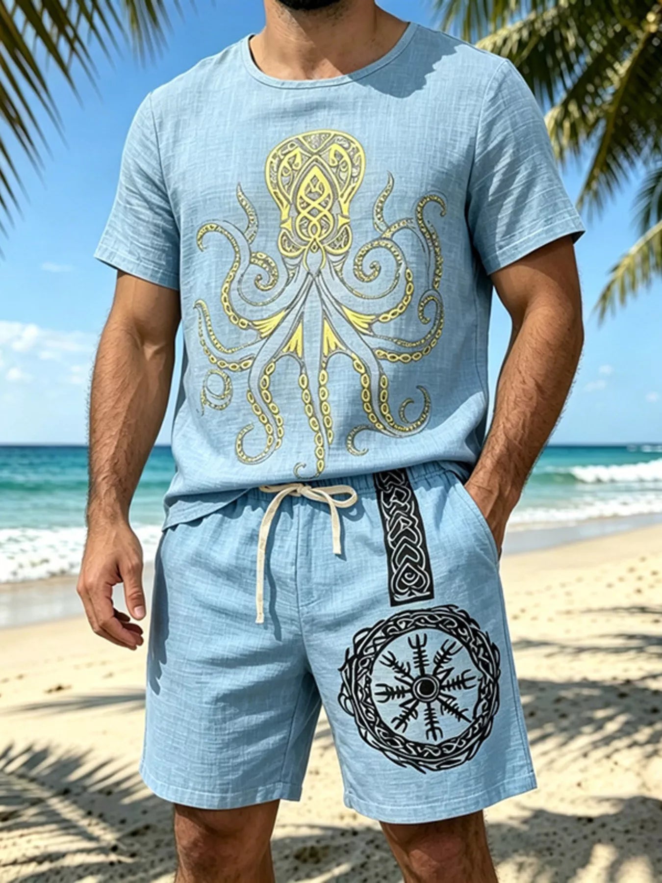 The Easton Round Neck Set – round neck tee and shorts set, view 7